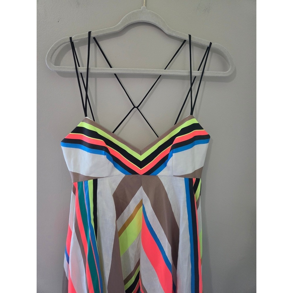 Milly Stripe Mitered "Trapeze" High-Low Dress NWT originally $795 - Picture 4 of 9